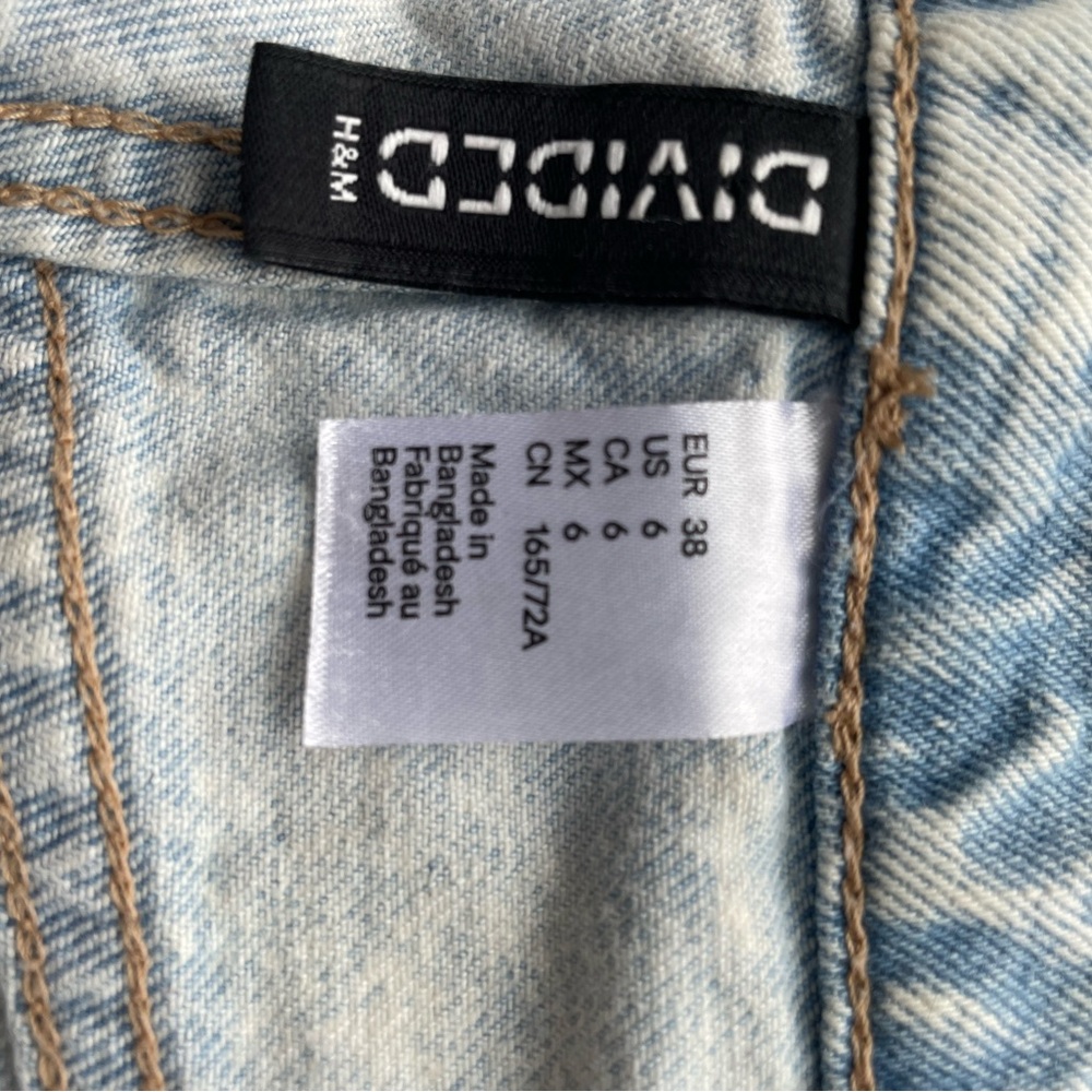 Tall 32”w sz6-8 wide leg H&M Divided distressed look blue jeans cotton cargo - Picture 2 of 8